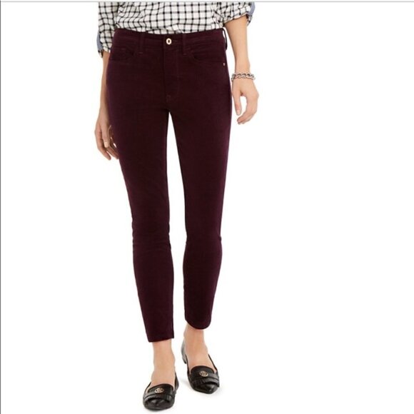 Tommy Hilfiger Womens Tribeca Skinny Corduroy Purple Pants Size 16 - Picture 1 of 9